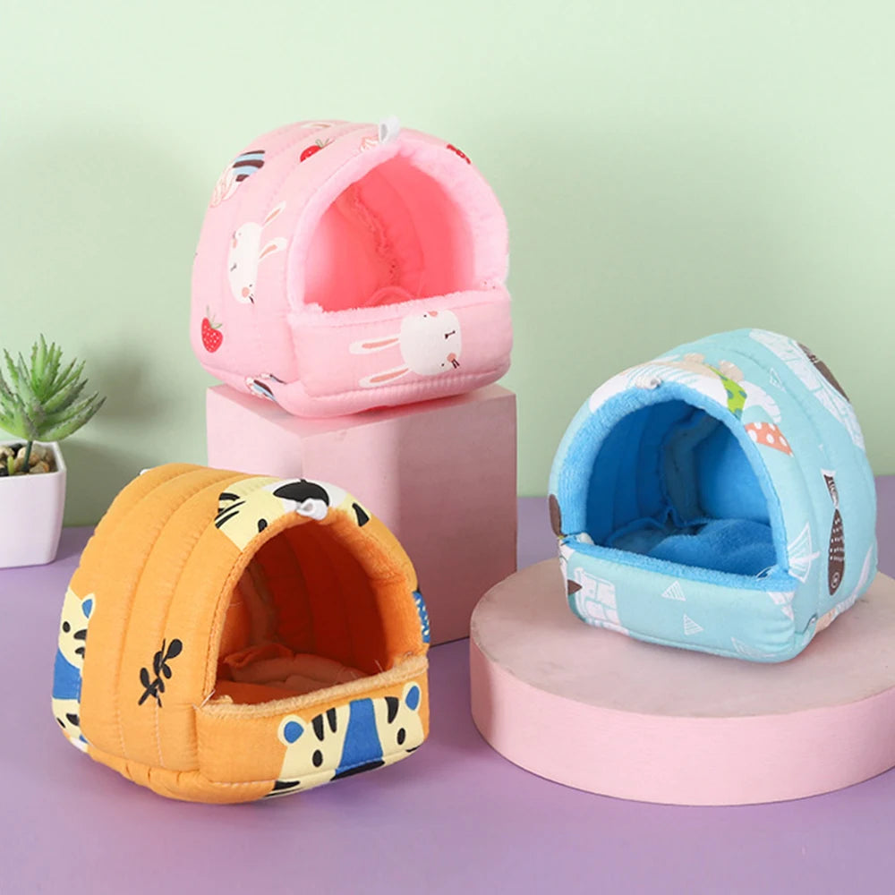 Cartoon Hamster House Hammock Small Animal Sleeping Bed Guinea Pig Rabbit Rat Winter Warm Houses And Habitats Chinchilla Nest