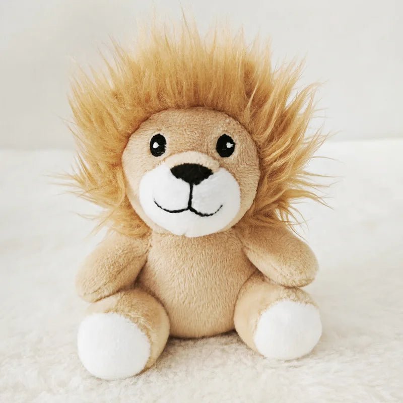 Mini Forest Animals Stuffed Plush Toy Sitting Lion Tiger Elephant Monkey Leopard Giraffe Doll Keychain For Kid Birthday Gifts