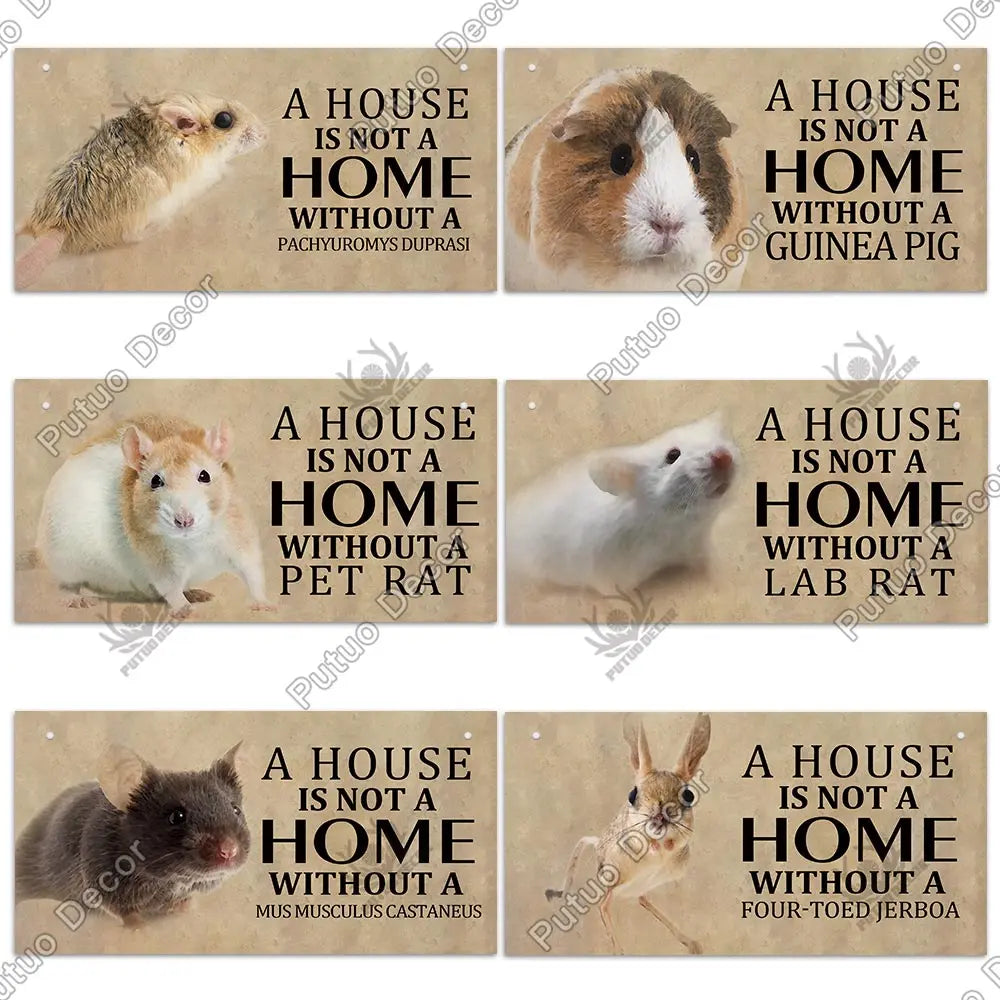 Putuo Decor Pet Mouse Sign Wood Hanging Plaque Wood Signs Guinea Pig Lovely Friendship Wooden Pet Rat Mouse House Wall Decor