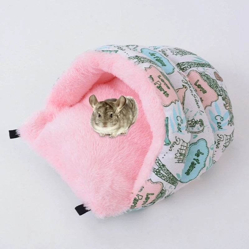 Guinea Pigs Bed Small Animal Warm House Hammock Plush Hideout Cage Accessories for Dwarf Rabbits Hamster Ferret