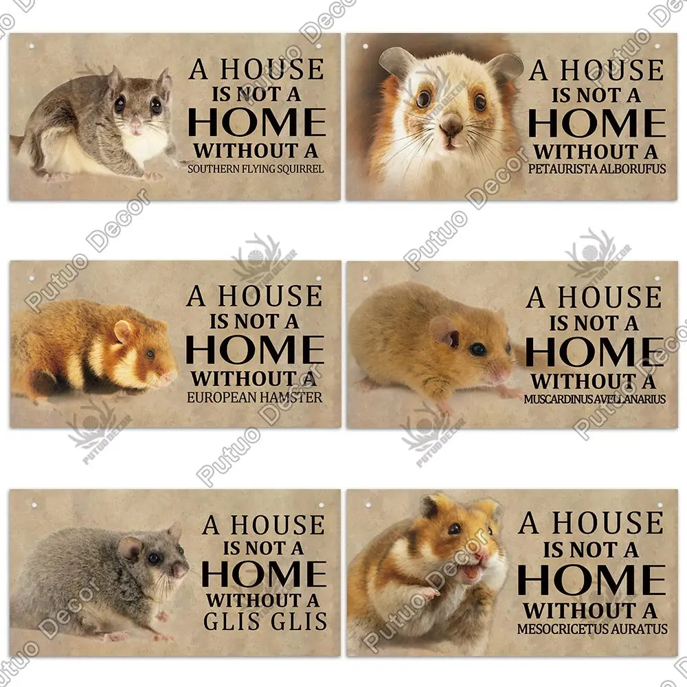 Putuo Decor Pet Mouse Sign Wood Hanging Plaque Wood Signs Guinea Pig Lovely Friendship Wooden Pet Rat Mouse House Wall Decor