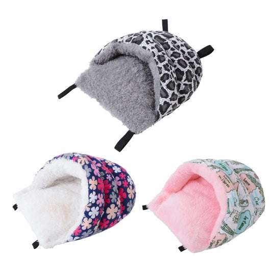 Guinea Pigs Bed Small Animal Warm House Hammock Plush Hideout Cage Accessories for Dwarf Rabbits Hamster Ferret