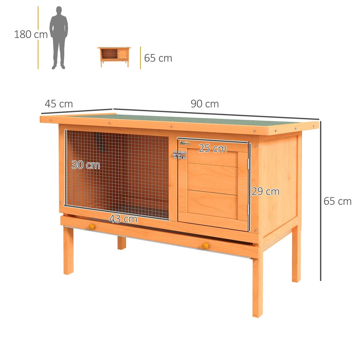 US Rabbit Hutch Bunny Cage Guinea Pig Elevated House Wood Outdoor Garden