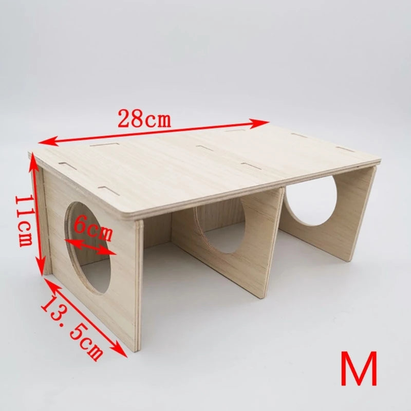 LXAF Natural Hamster Large Toy Guinea-Pigs Golden-Bear Wood Colorful Hamster House Small Pet Cage Toy Hamster Accessories