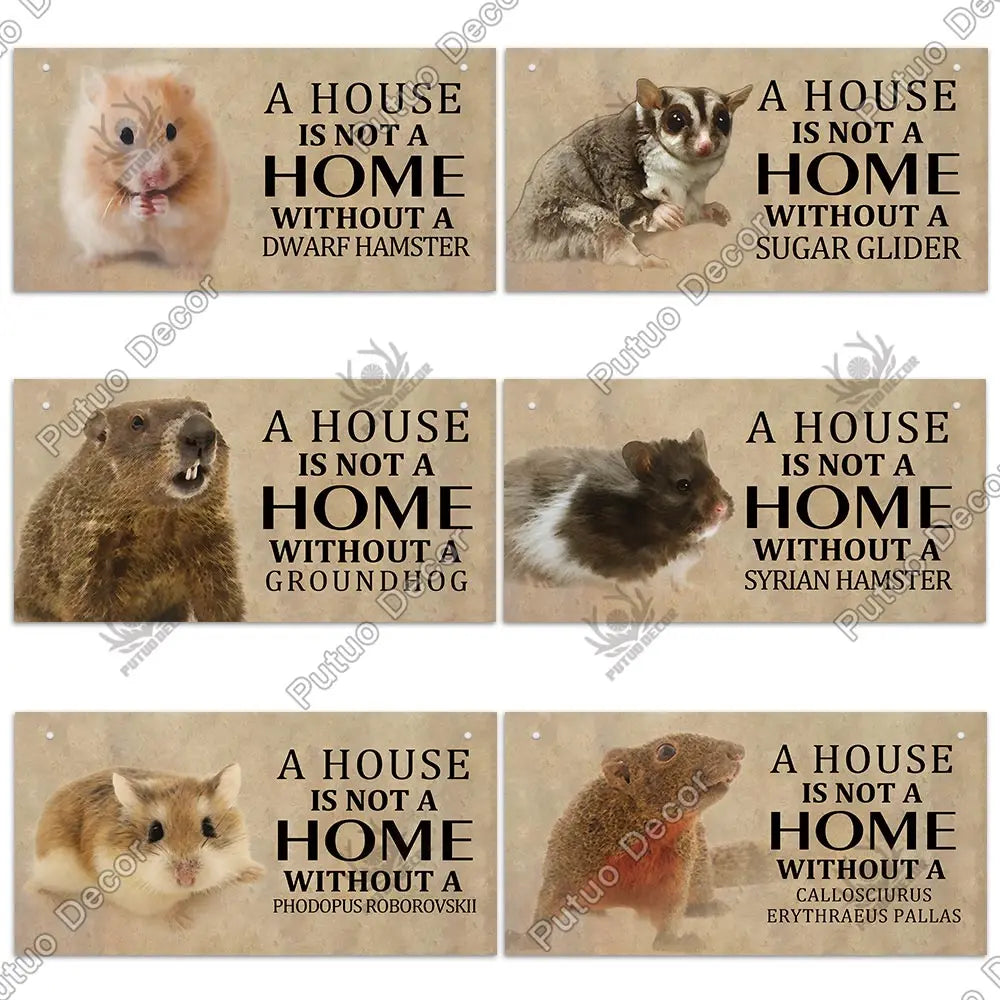 Putuo Decor Pet Mouse Sign Wood Hanging Plaque Wood Signs Guinea Pig Lovely Friendship Wooden Pet Rat Mouse House Wall Decor