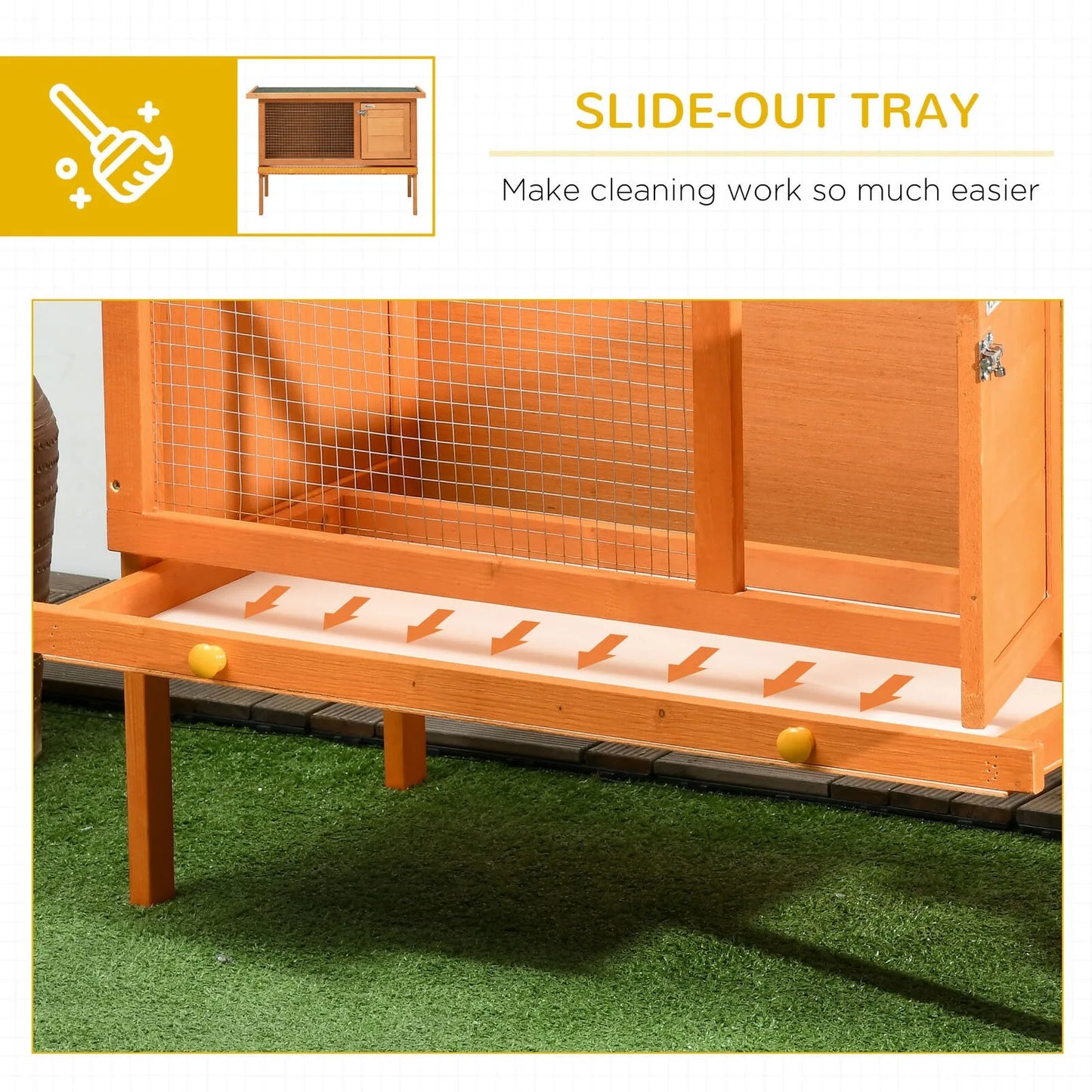US Rabbit Hutch Bunny Cage Guinea Pig Elevated House Wood Outdoor Garden