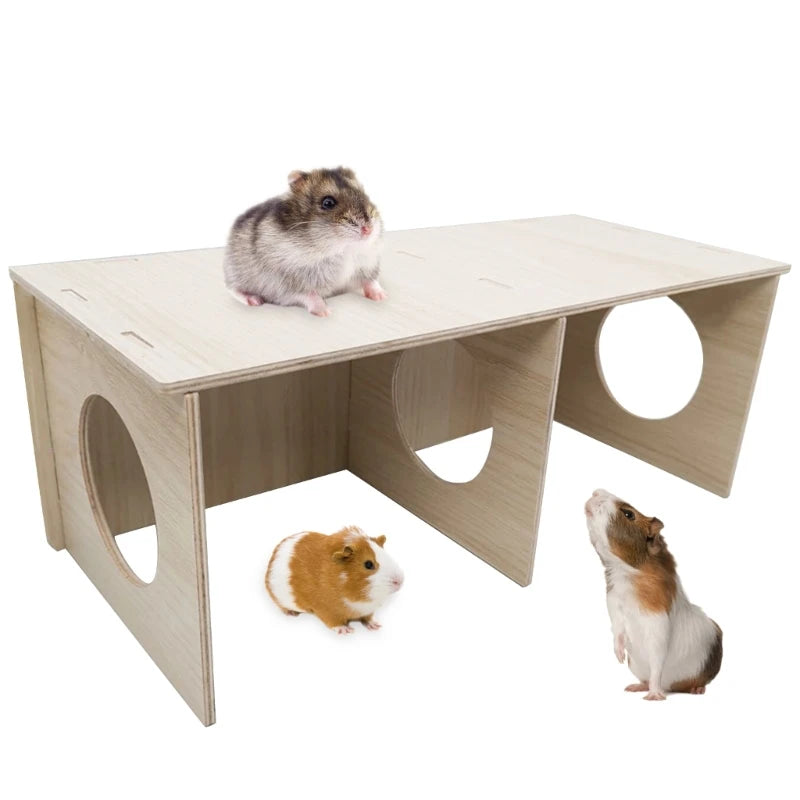 LXAF Natural Hamster Large Toy Guinea-Pigs Golden-Bear Wood Colorful Hamster House Small Pet Cage Toy Hamster Accessories