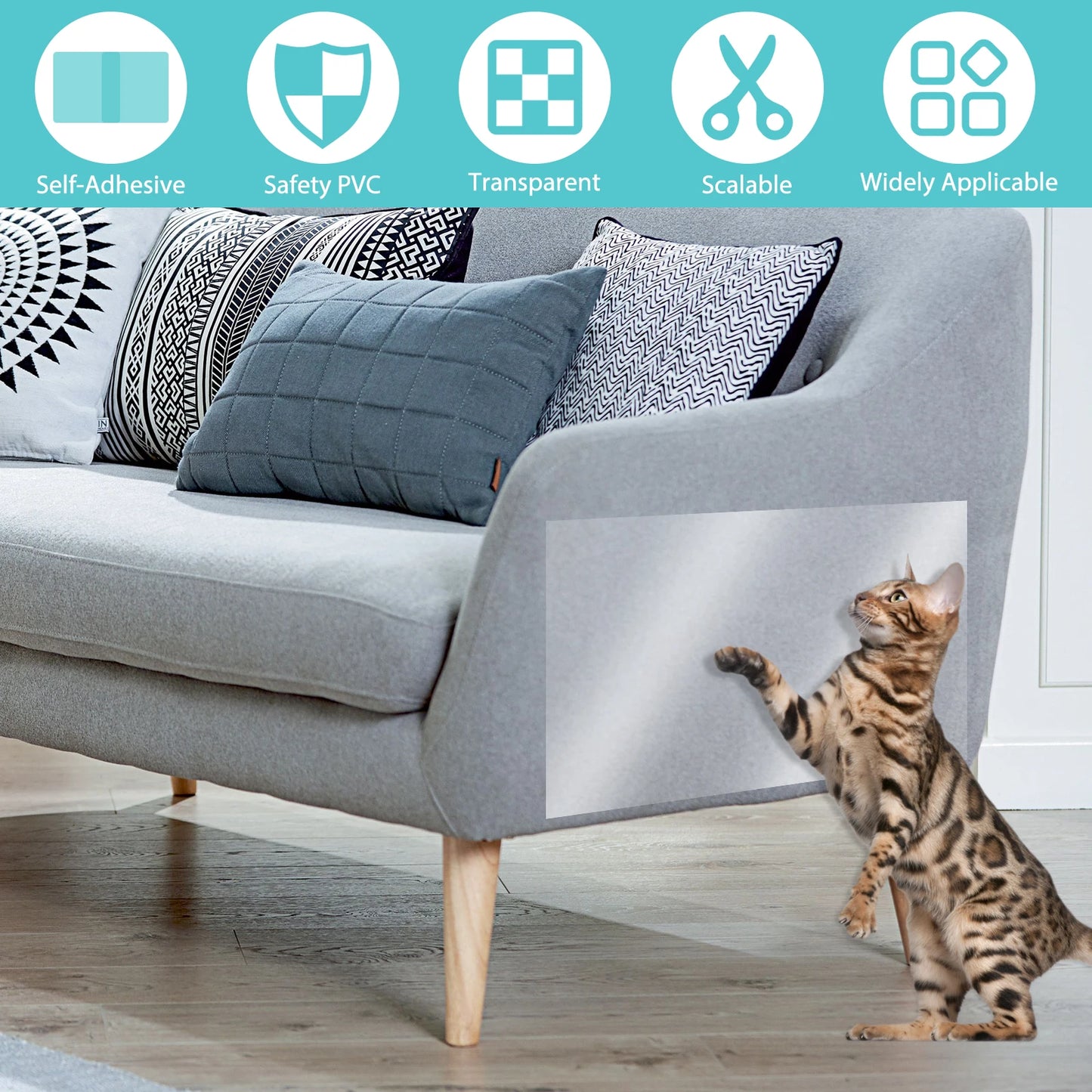10/24Pcs Cat Anti Scratch Tape Transparent PVC  Furniture Protector Self-Adhesive Peelable Cat Training Protectors Tape