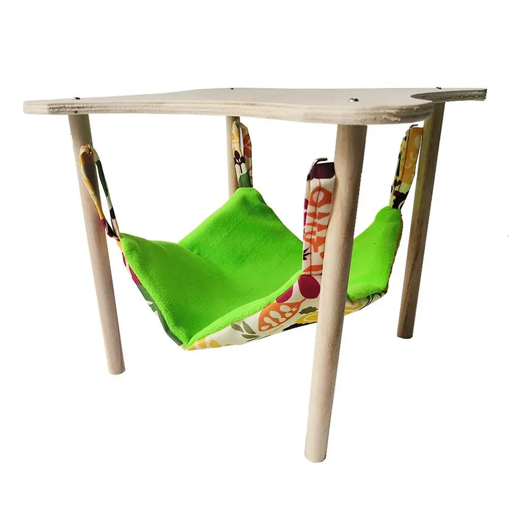 Double-Sided Hanging Hammock Bed Sleeping Nest With Wooden Stand For Guinea Pigs Chinchilla Rat Hamster Bunny Ferrets