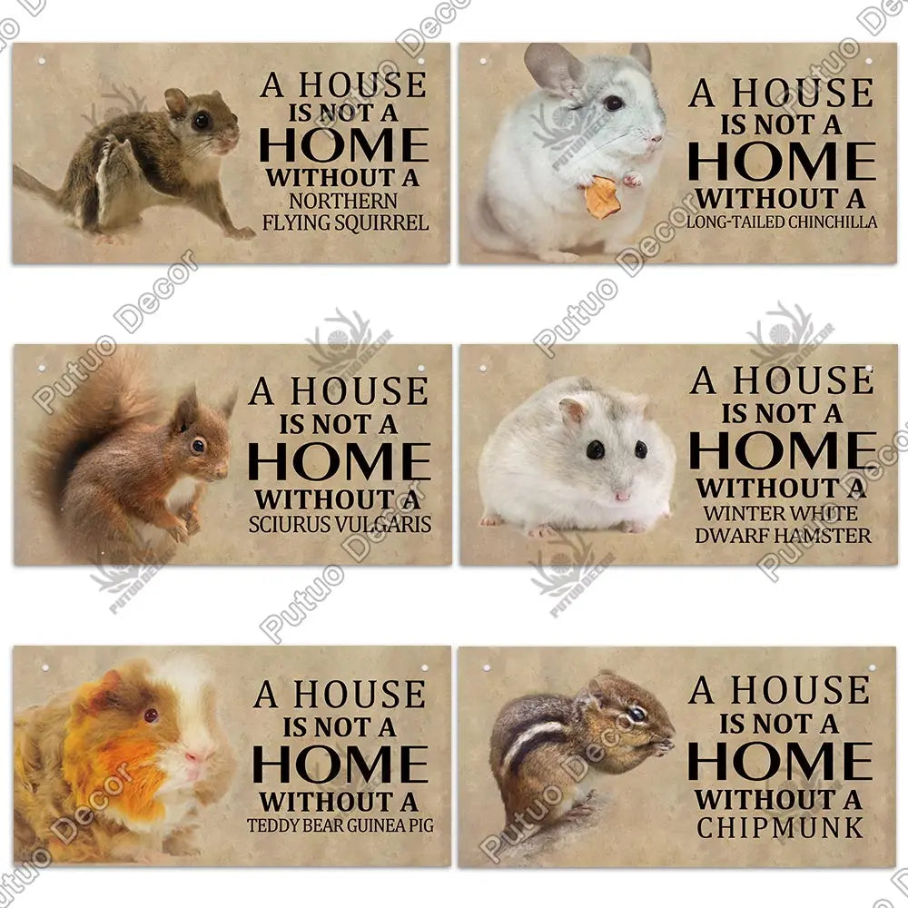 Putuo Decor Pet Mouse Sign Wood Hanging Plaque Wood Signs Guinea Pig Lovely Friendship Wooden Pet Rat Mouse House Wall Decor
