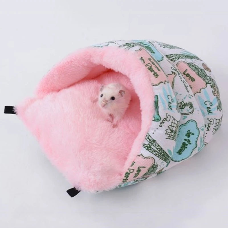 Guinea Pigs Bed Small Animal Warm House Hammock Plush Hideout Cage Accessories for Dwarf Rabbits Hamster Ferret