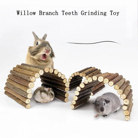 Small Pet Molar Willow Branch Rabbit Accessories Hamster Molar Supplies Totoro Climbing Ladder Fence Arch Bridge Toy