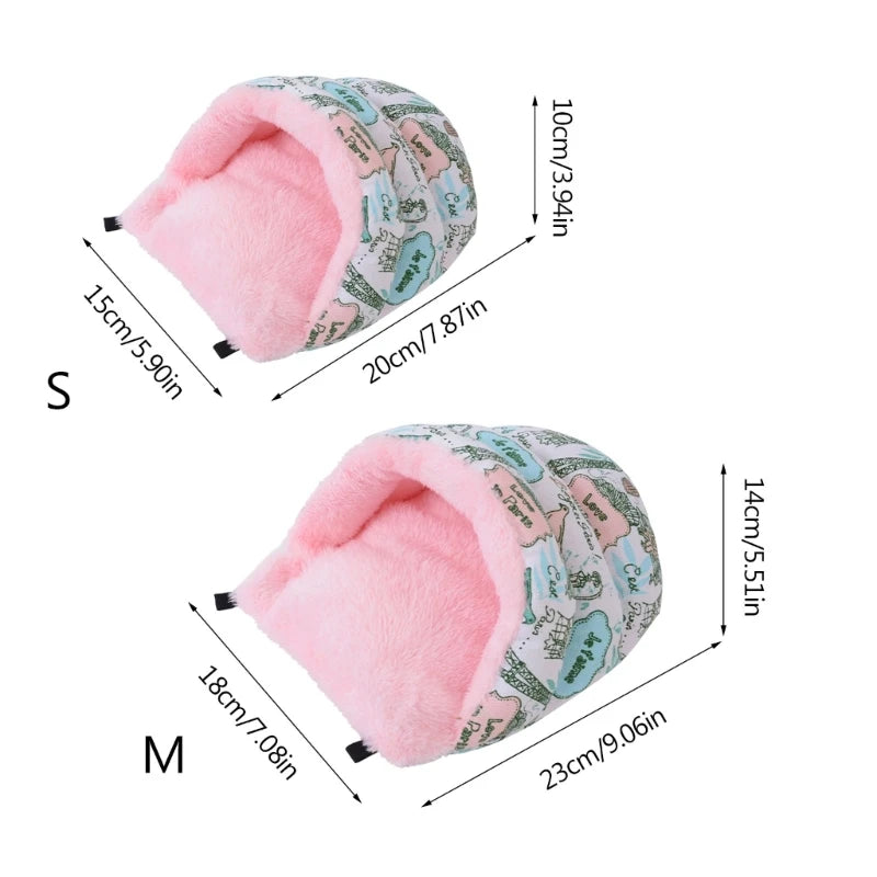 Guinea Pigs Bed Small Animal Warm House Hammock Plush Hideout Cage Accessories for Dwarf Rabbits Hamster Ferret