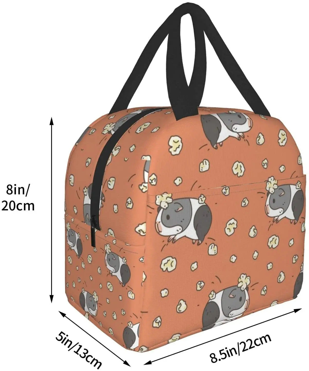 Guinea pig with popcorning Lunch Box Insulated Lunch Boxes Waterproof Lunch Bag Reusable Lunch Tote With Front Pocket For Beach