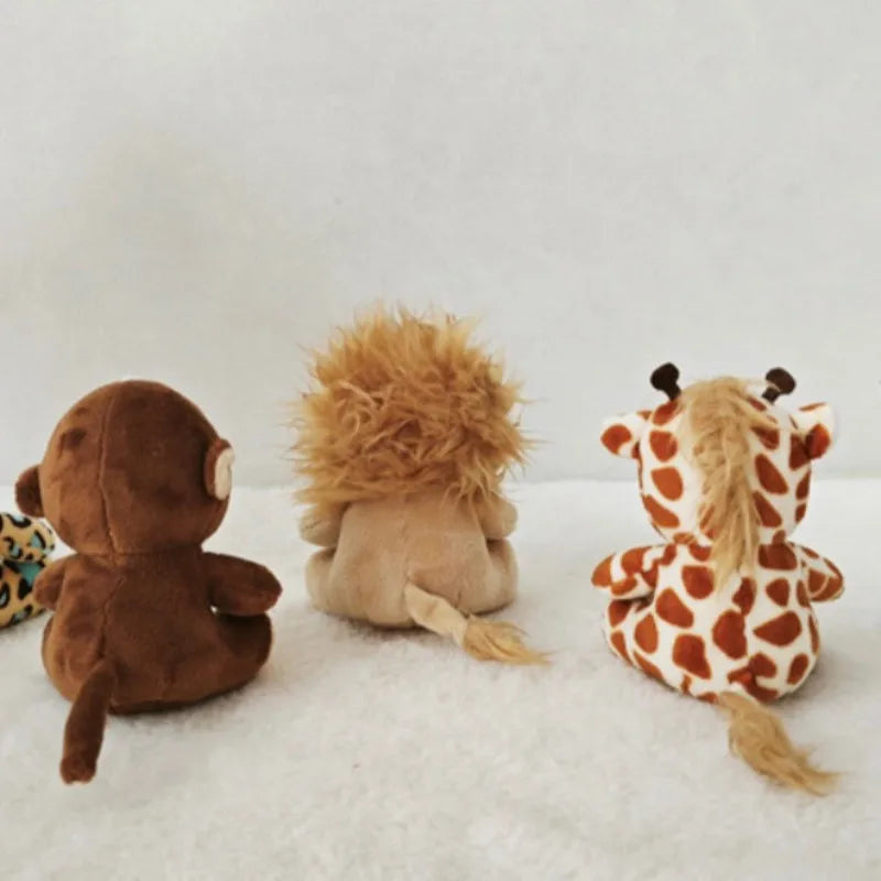 Mini Forest Animals Stuffed Plush Toy Sitting Lion Tiger Elephant Monkey Leopard Giraffe Doll Keychain For Kid Birthday Gifts