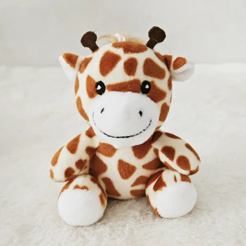 Mini Forest Animals Stuffed Plush Toy Sitting Lion Tiger Elephant Monkey Leopard Giraffe Doll Keychain For Kid Birthday Gifts